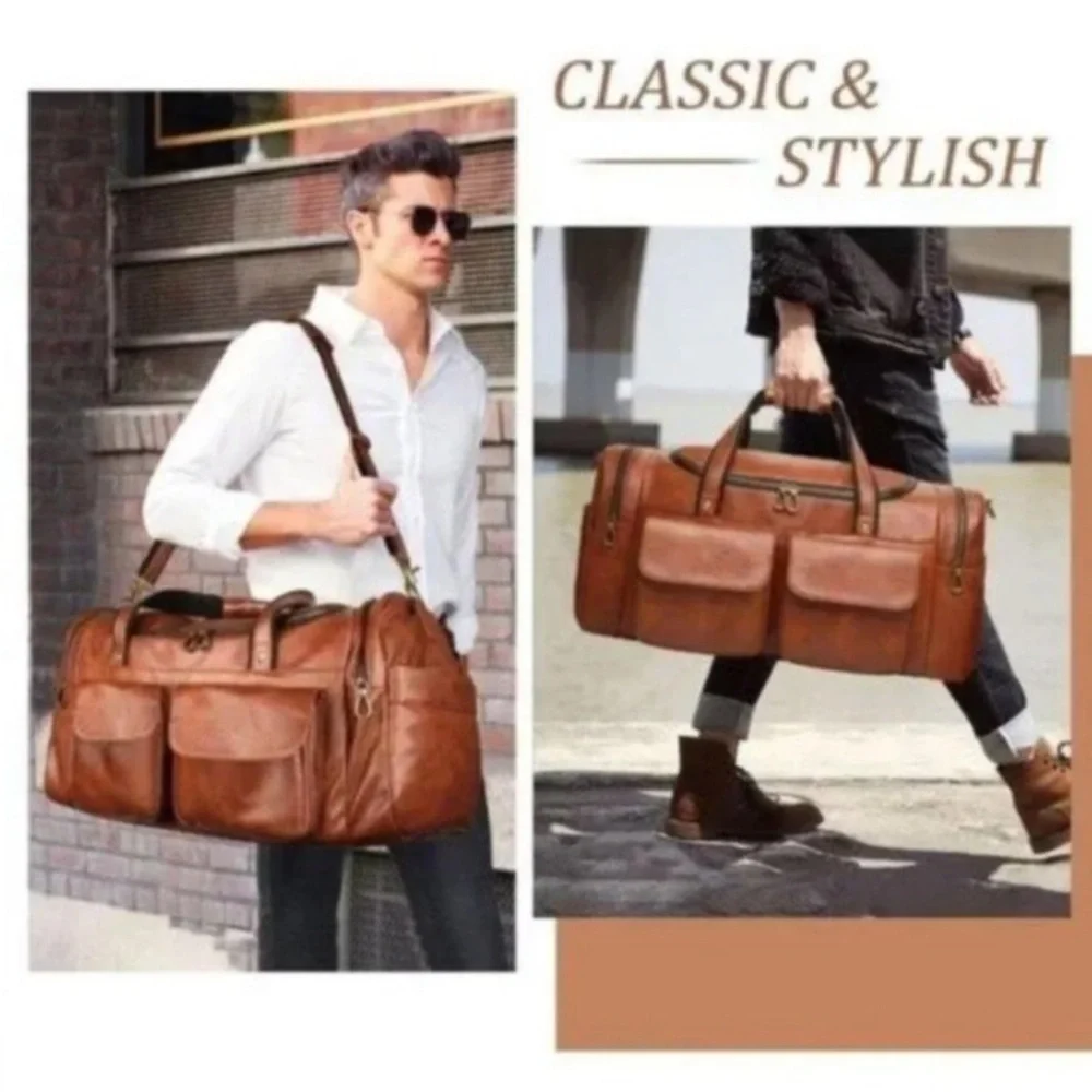 New Duffle Bag for Men Overnight Weekender Gym Bag with Shoe Compartment - Picture 6 of 7